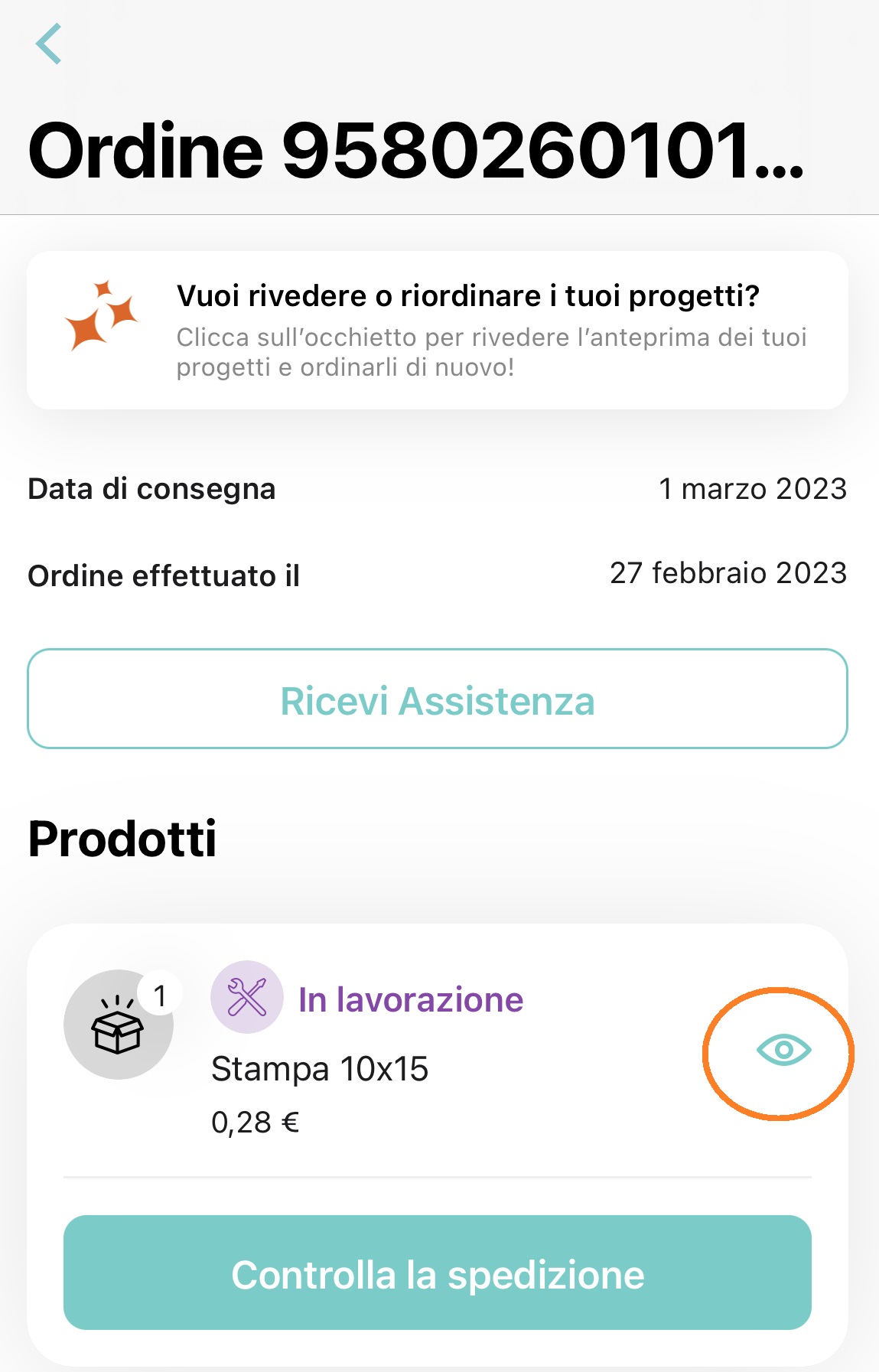 Come faccio a rivedere e/o riordinare un prodotto già stampato